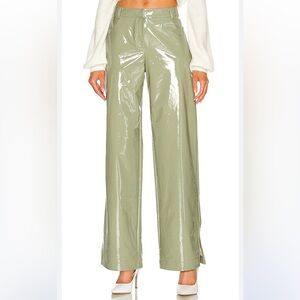 NWT Camila Coelho Cyrus Glossy Olive Wide Leg Pants in Sage